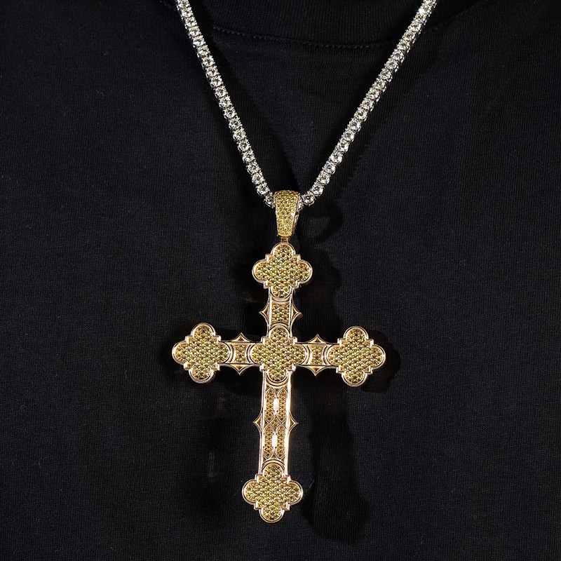 Iced Out Notre Dame Cross Pendant