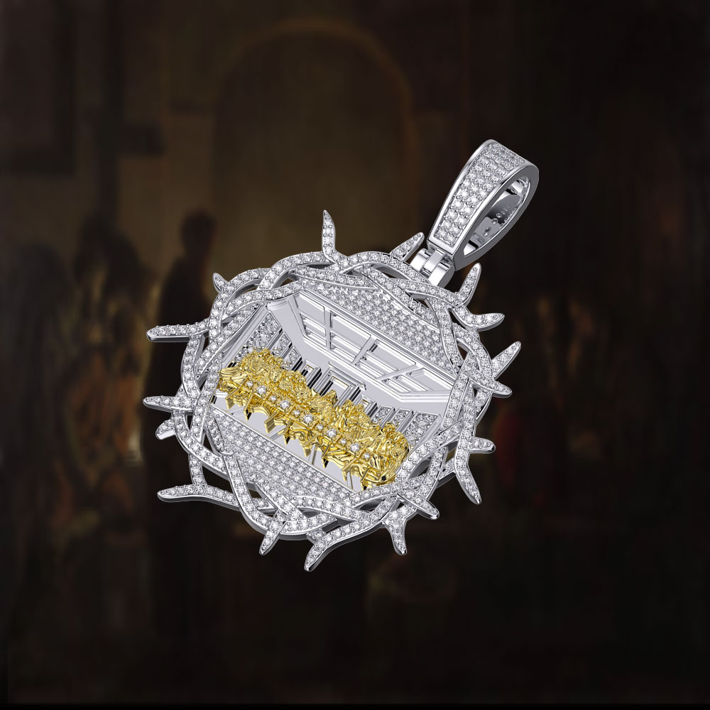 Iced Crown of Thorns Last Supper Pendant In Mix color