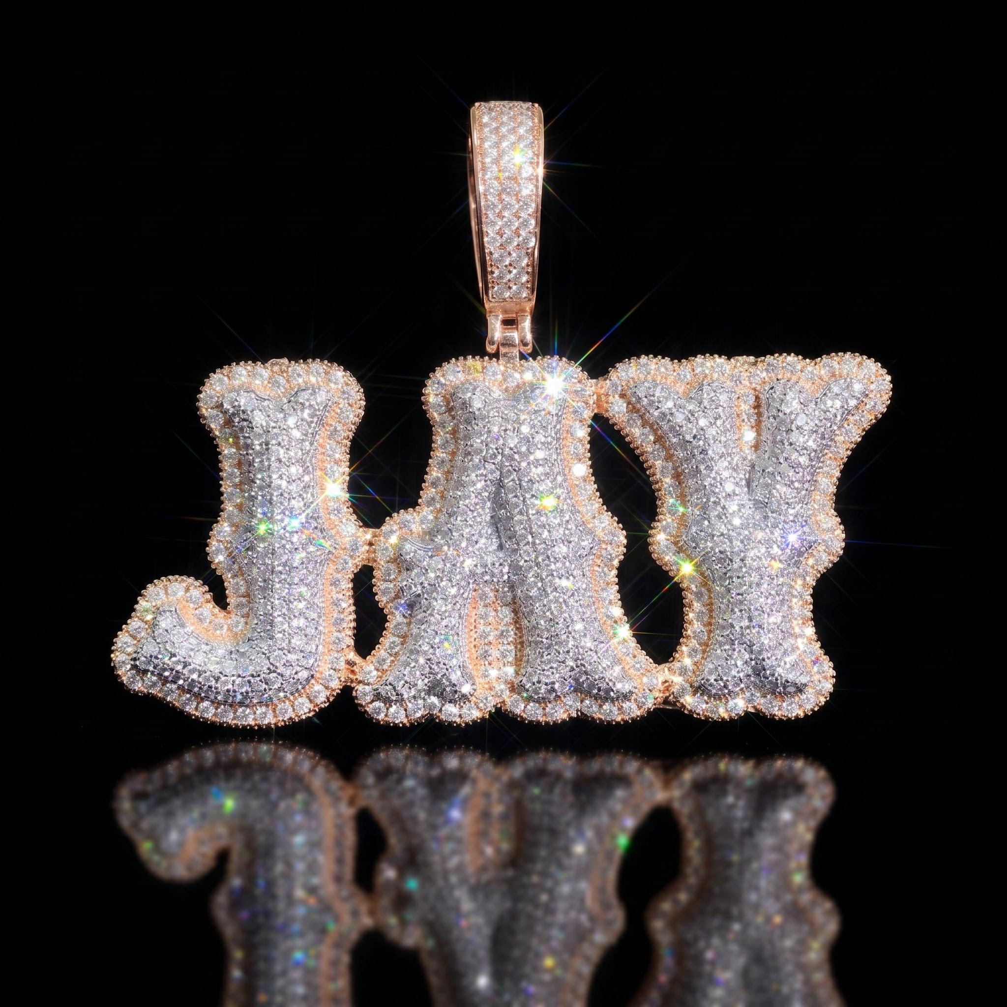 Iced Out Custom Micro Pave Name Pendant Iced Out Custom Micro Pave Name Pendant