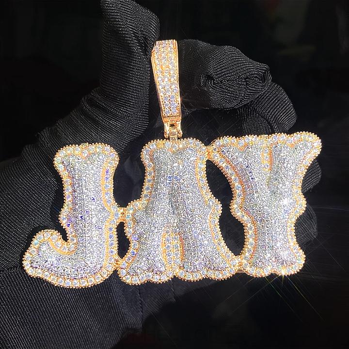 Iced Out Custom Micro Pave Name Pendant Iced Out Custom Micro Pave Name Pendant