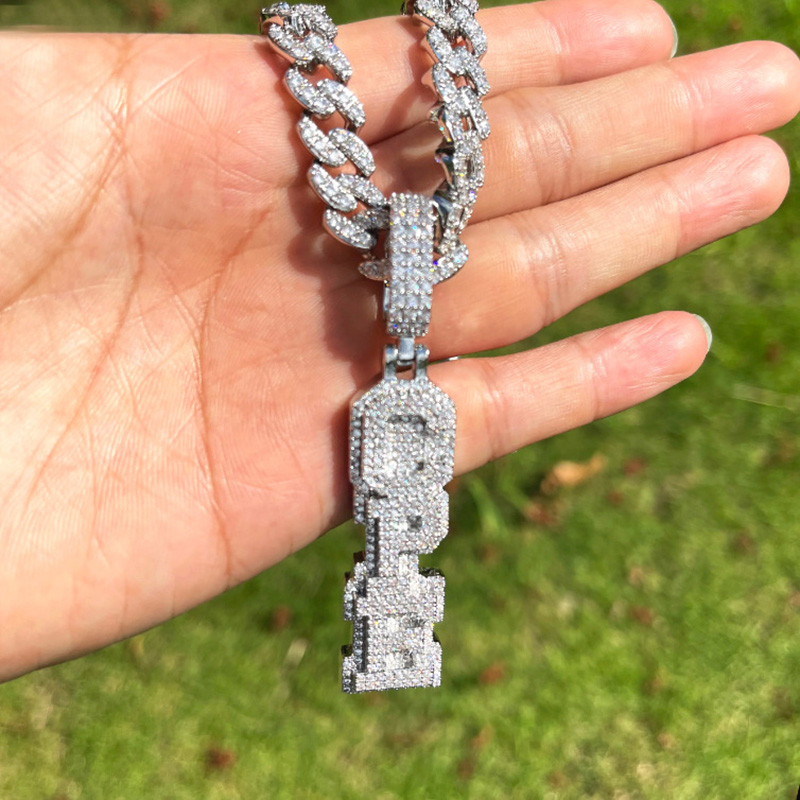 Iced Out Custom Double Layer Letters Vertical Name Pendant