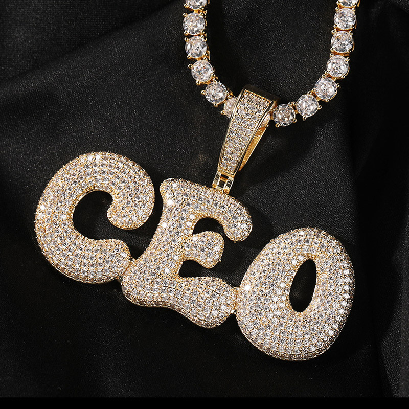 Iced Out Custom Bubble Letter Pendant