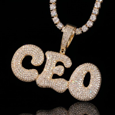 Iced Out Custom Bubble Letter Pendant
