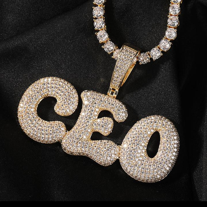 Iced Out Custom Bubble Letter Pendant Iced Out Custom Bubble Letter Pendant
