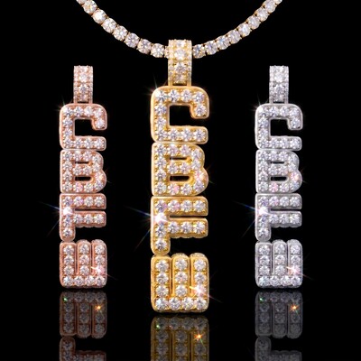 Iced Out Custom Vertical Letter Pendant