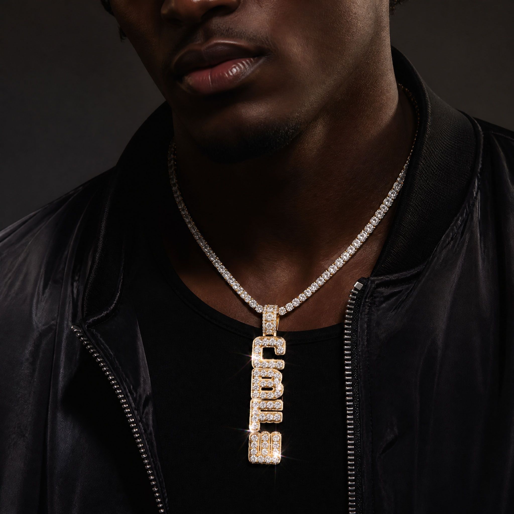 Iced Out Custom Vertical Letter Pendant Iced Out Custom Vertical Letter Pendant