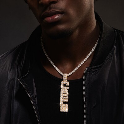 Iced Out Custom Vertical Letter Pendant