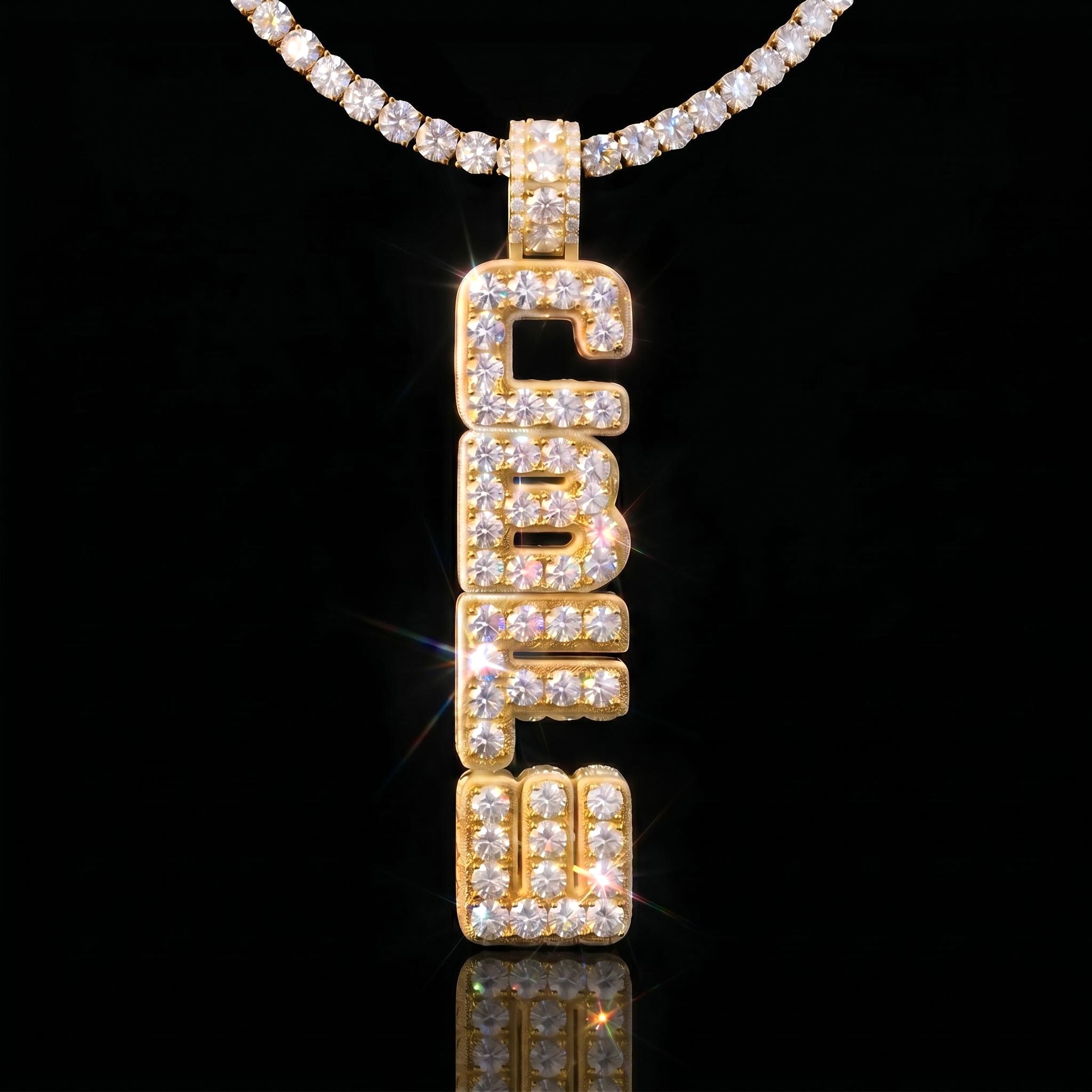 Iced Out Custom Vertical Letter Pendant Iced Out Custom Vertical Letter Pendant