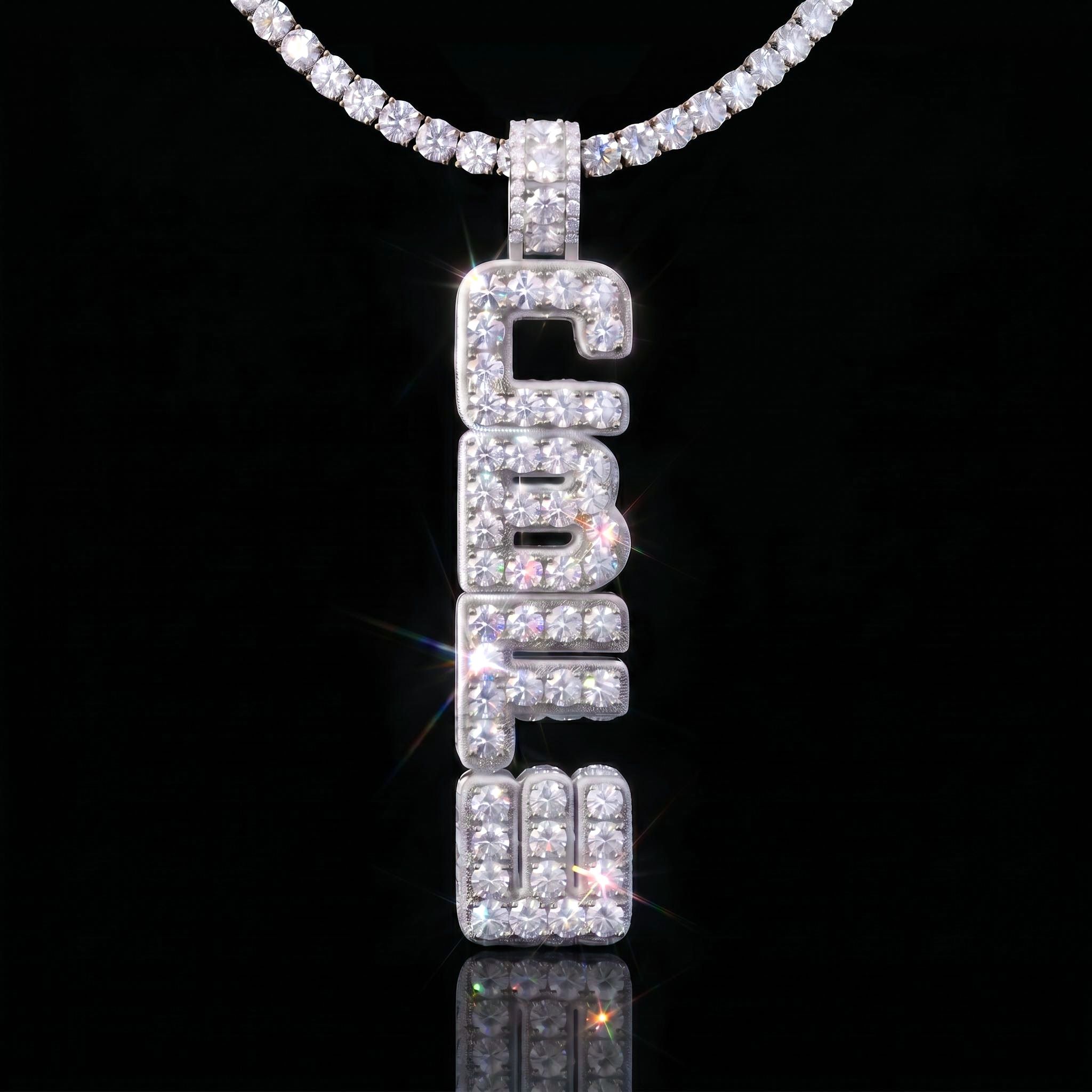 Iced Out Custom Vertical Letter Pendant Iced Out Custom Vertical Letter Pendant