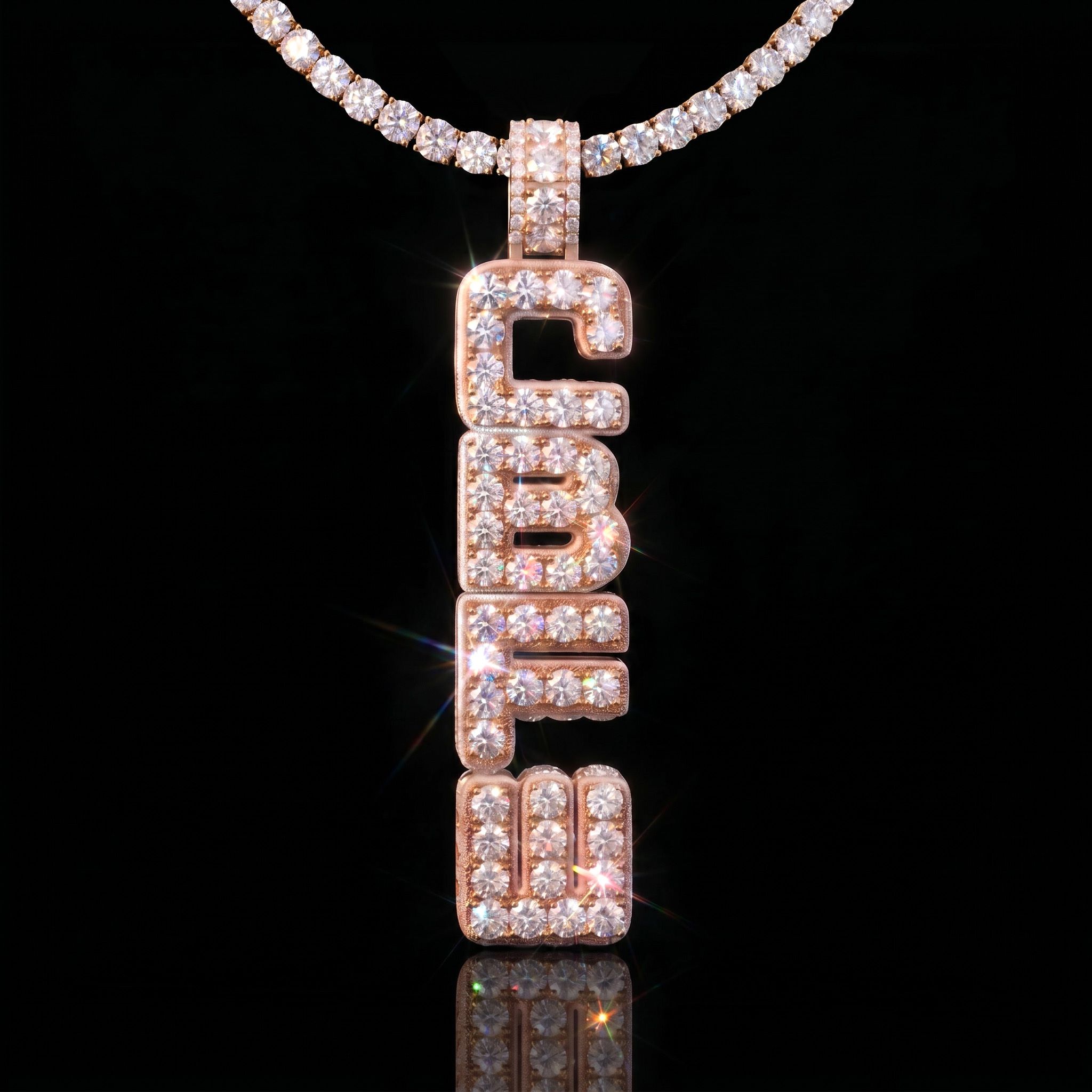 Iced Out Custom Vertical Letter Pendant Iced Out Custom Vertical Letter Pendant