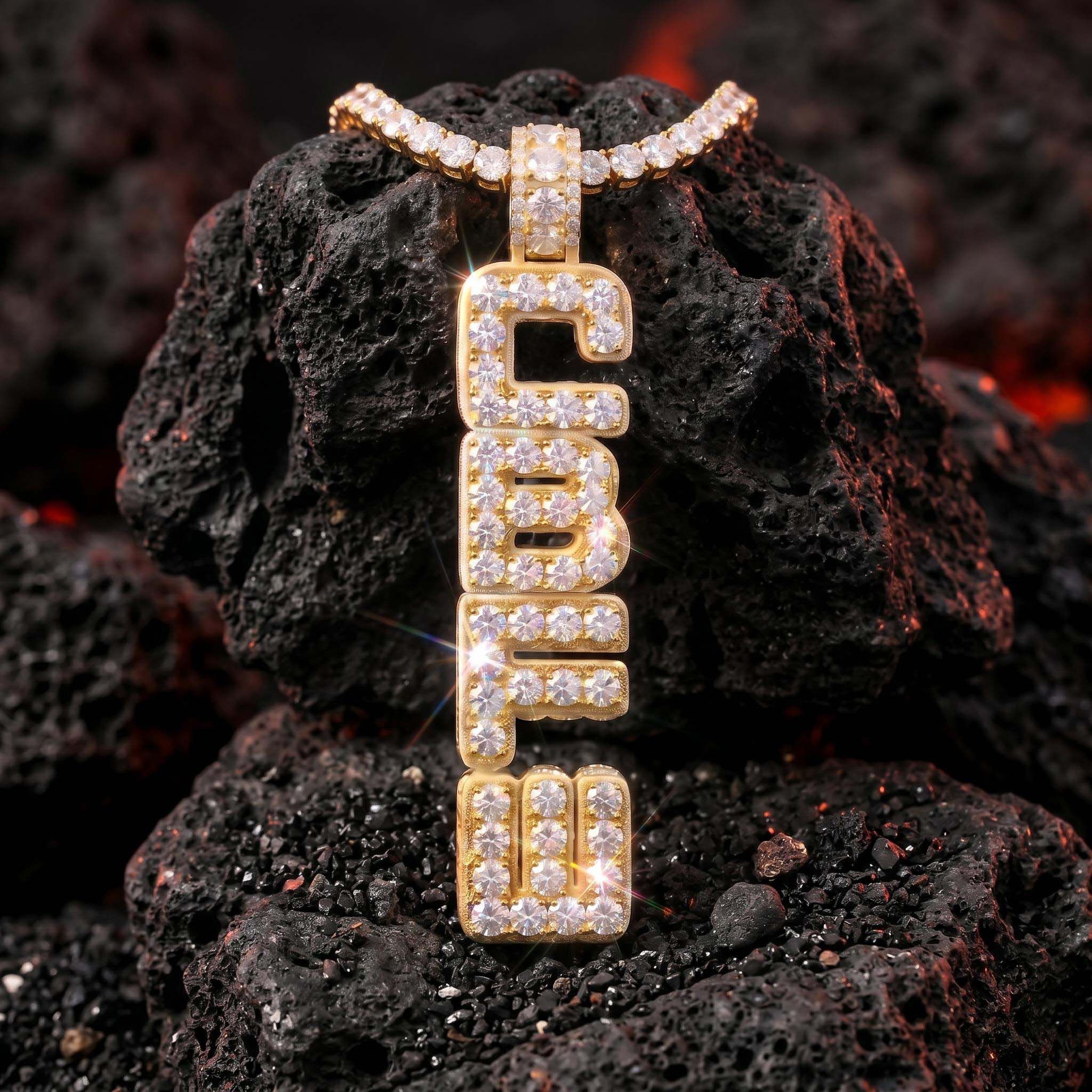 Iced Out Custom Vertical Letter Pendant Iced Out Custom Vertical Letter Pendant