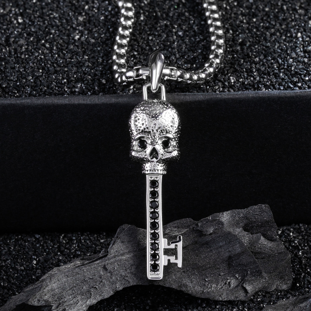 Iced Skull Key Pendant