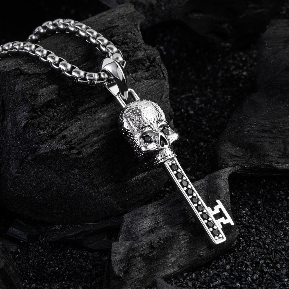 Iced Skull Key Pendant