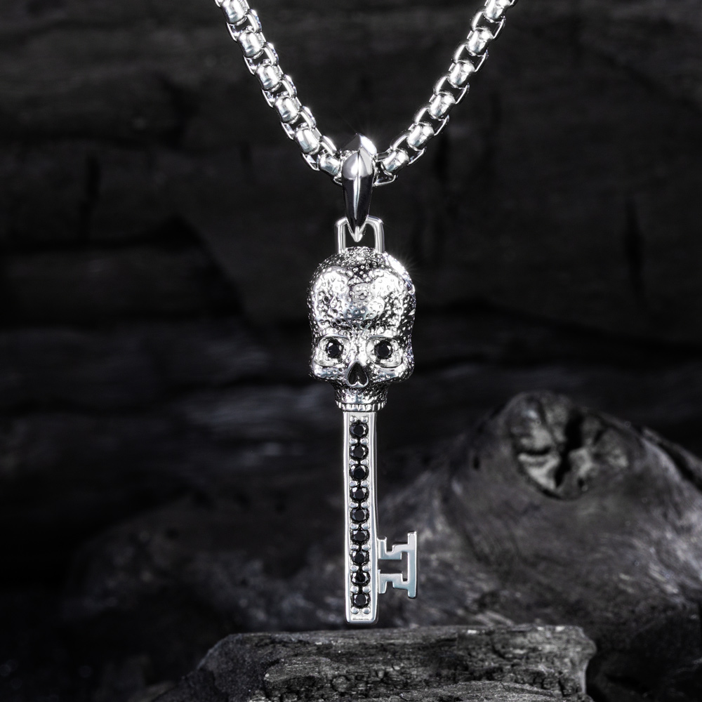 Iced Skull Key Pendant