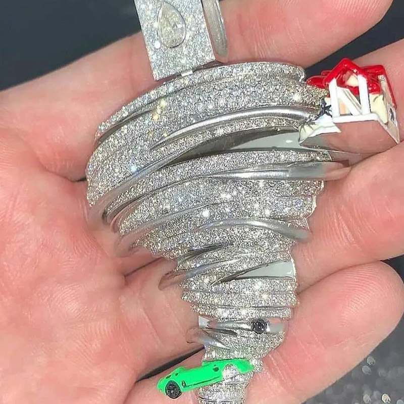 Iced Out Tornado Pendant