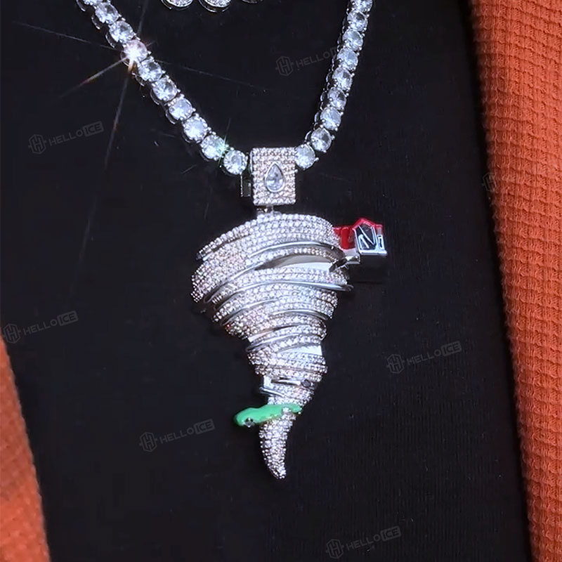 Iced Out Tornado Pendant