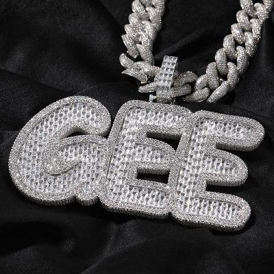 Iced Out Custom Baguette Cut Name Pendant