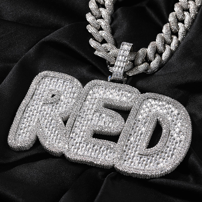 Iced Out Custom Baguette Cut Name Pendant