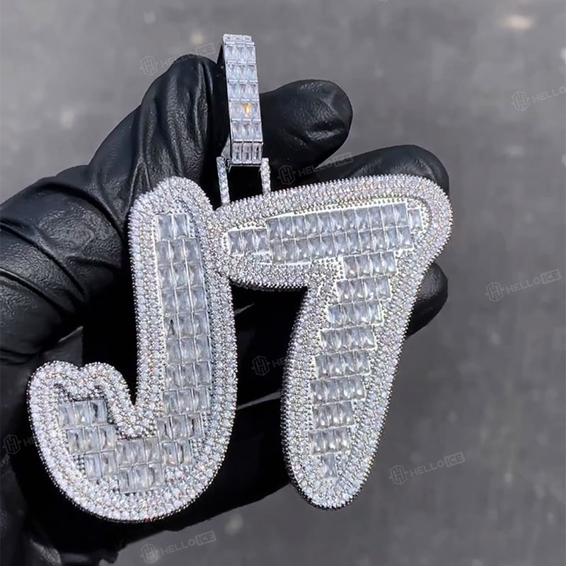 Iced Out Custom Baguette Cut Name Pendant