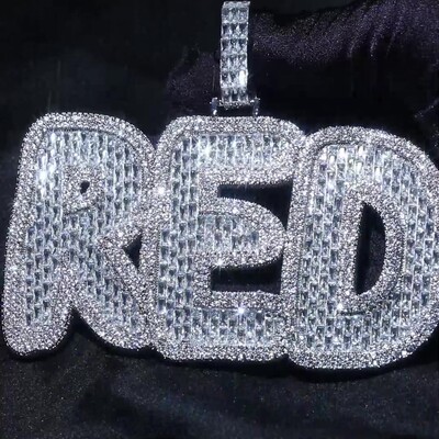 Iced Out Custom Baguette Cut Name Pendant