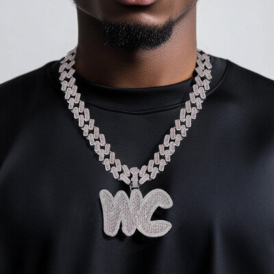 Iced Out Custom Baguette Cut Name Pendant