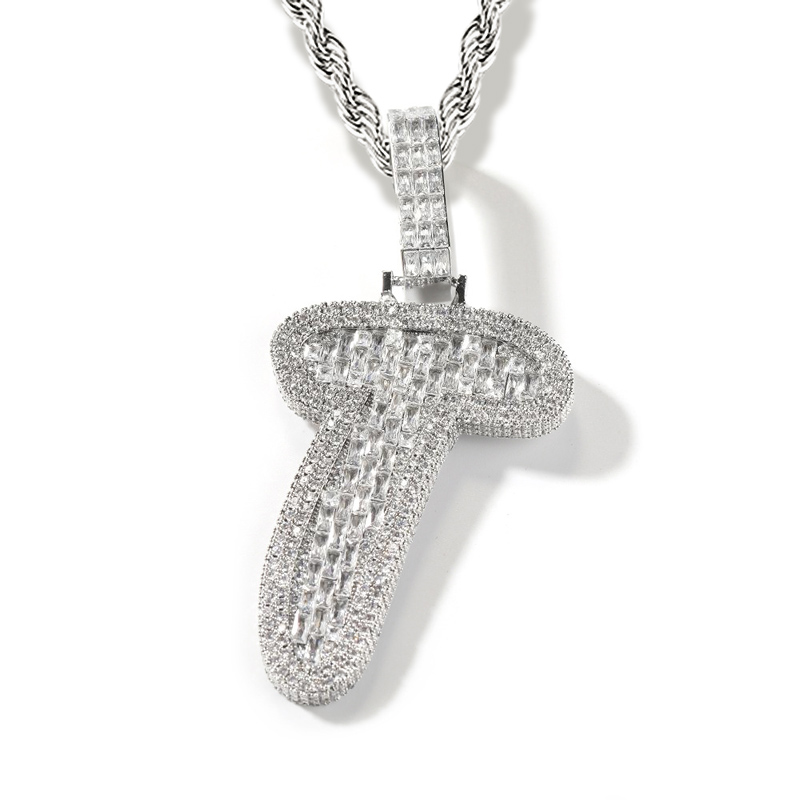 Iced Out Baguette 26 A-Z Letter Pendant