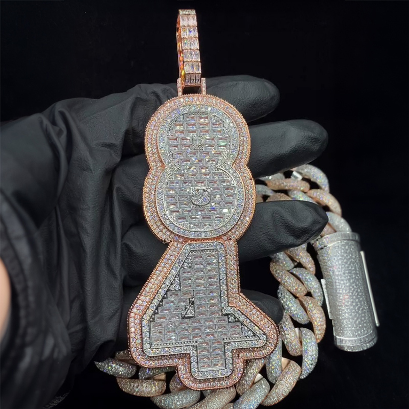 Iced Out Custom Baguette Cut Vertical Letter Pendant