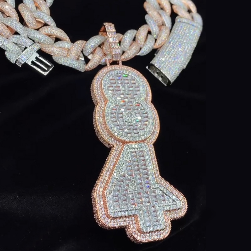 Iced Out Custom Baguette Cut Vertical Letter Pendant