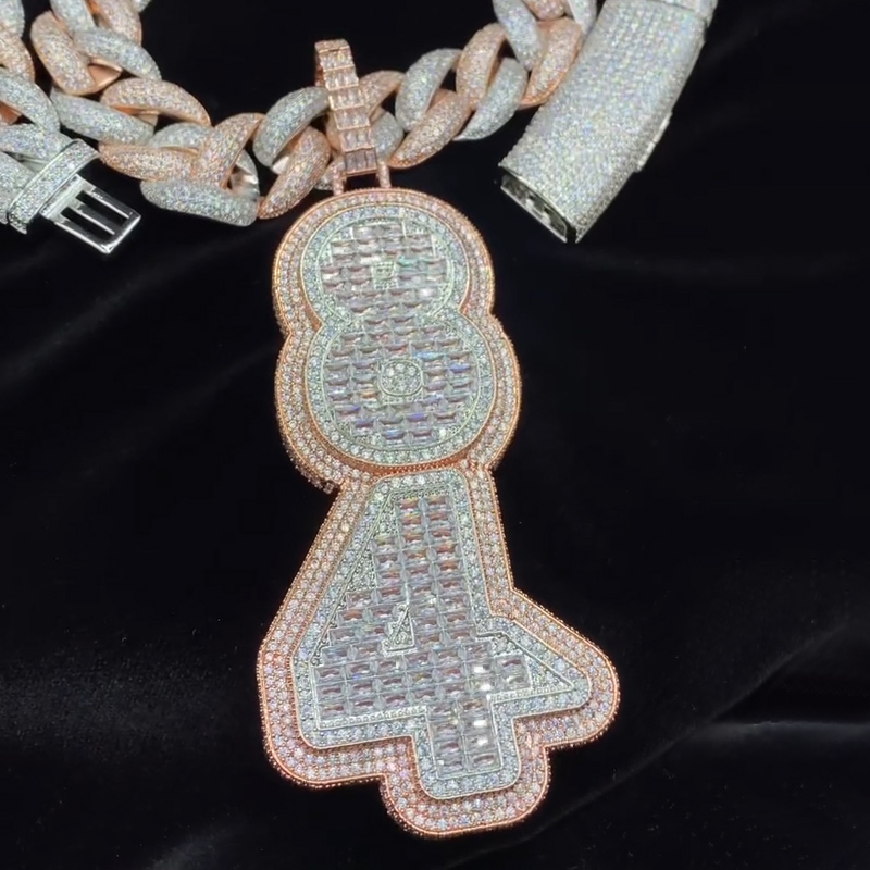 Iced Out Custom Baguette Cut Vertical Letter Pendant