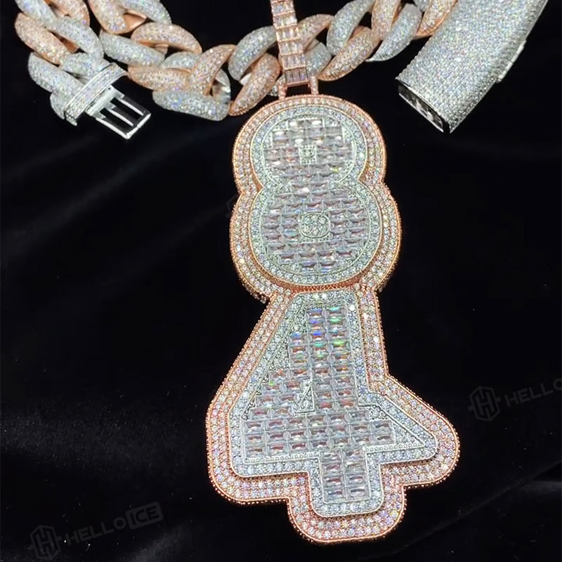 Iced Out Custom Baguette Cut Vertical Letter Pendant