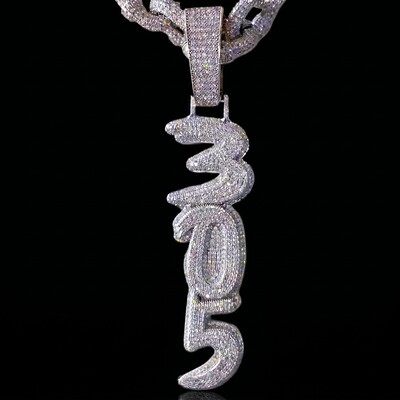 Iced Out Custom Brush Script Cursive Vertical Letter Pendant