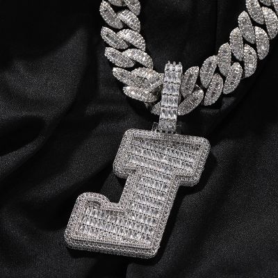 Iced Out Baguette A to Z Initials Letters Pendant