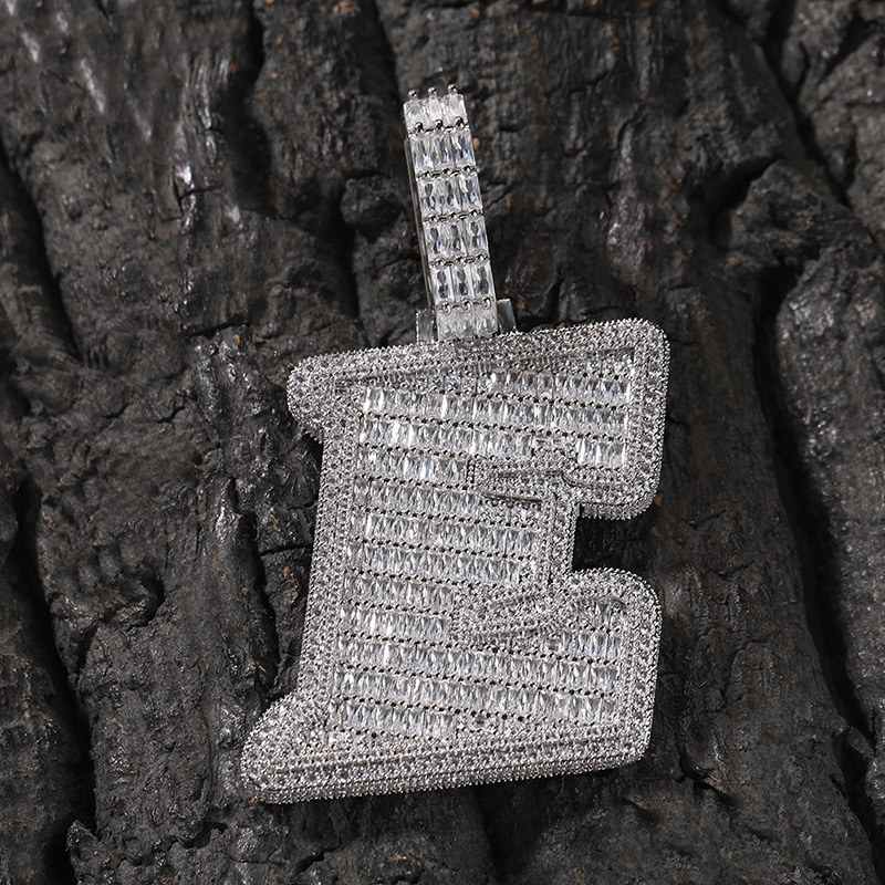 Iced Out Baguette A to Z Initials Letters Pendant