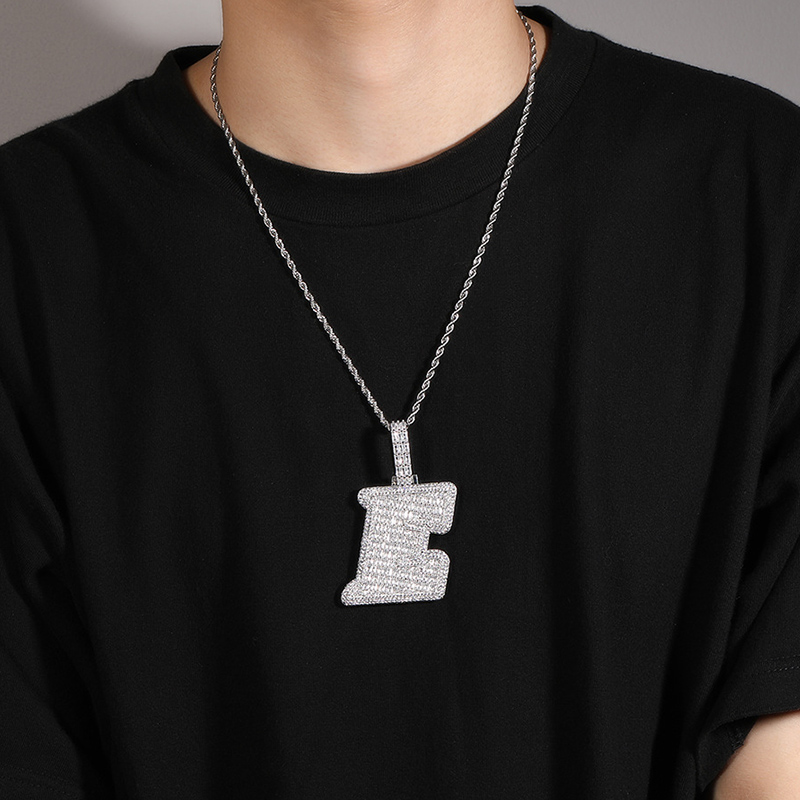 Iced Out Baguette A to Z Initials Letters Pendant