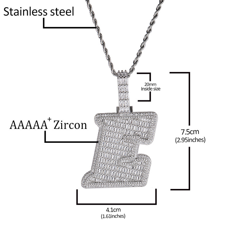 Iced Out Baguette A to Z Initials Letters Pendant