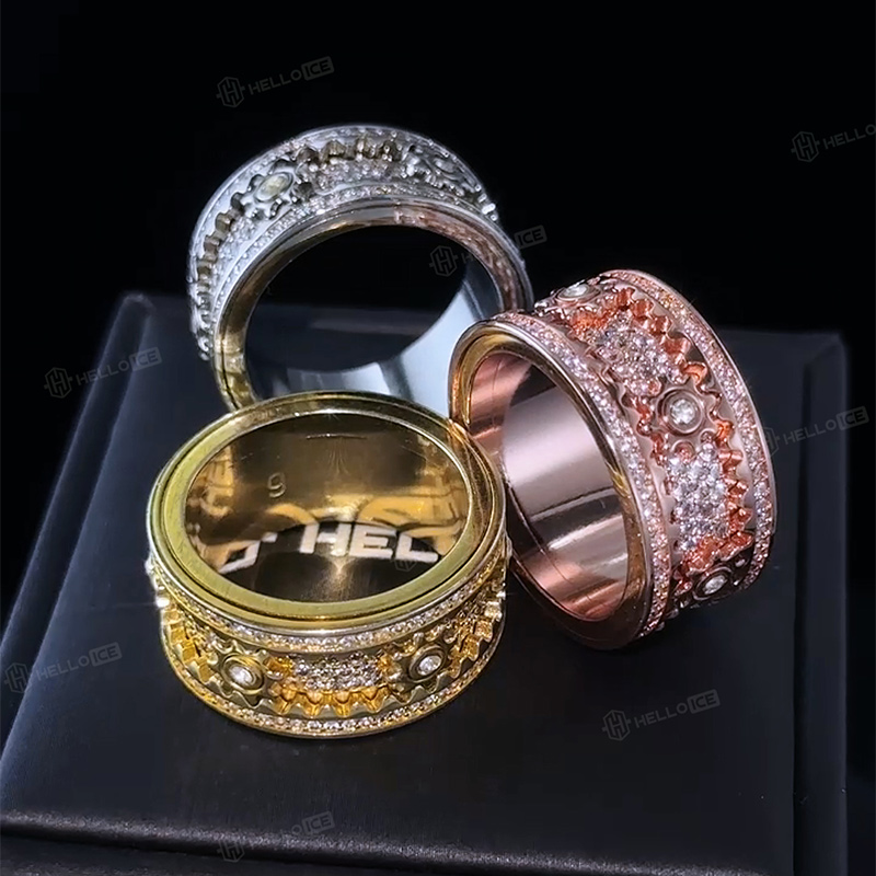 Iced Out Rotating Gear Ring