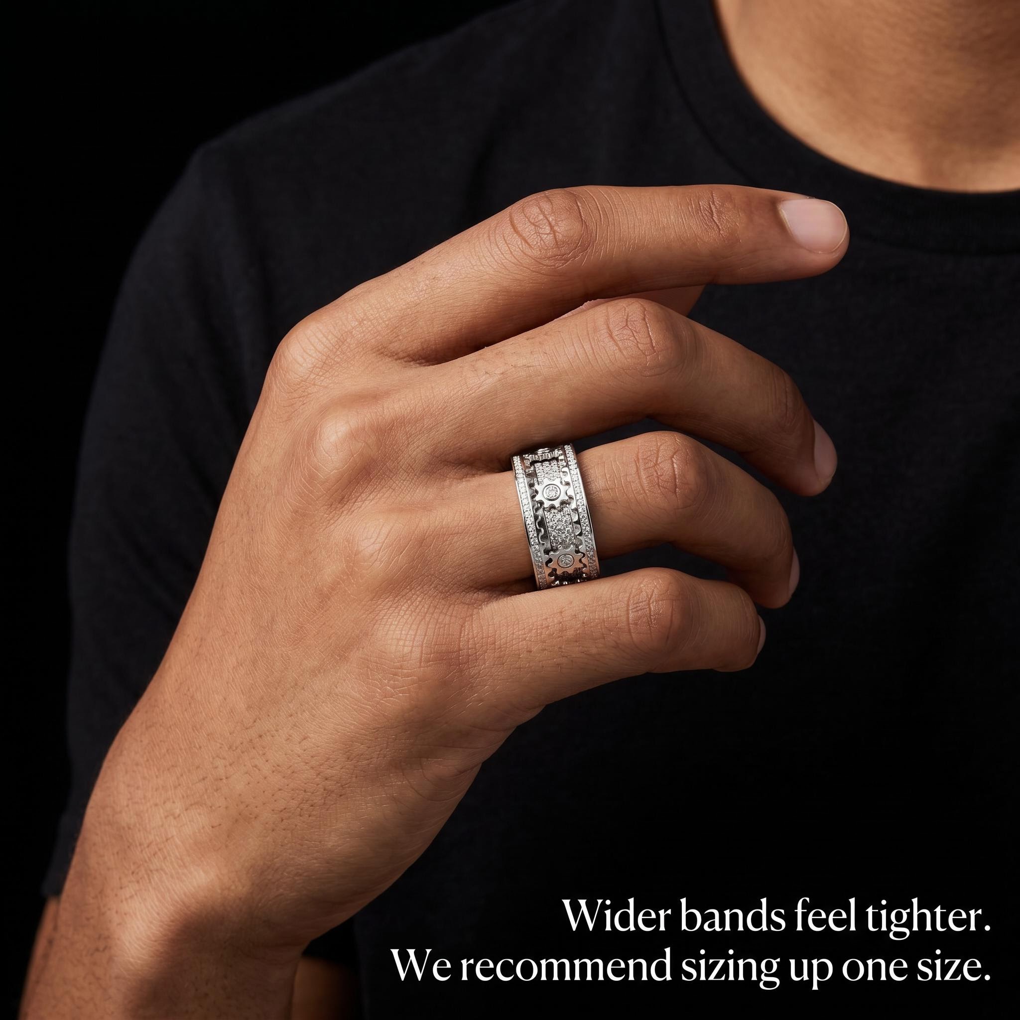 Iced Out Rotating Gear Ring Iced Out Rotating Gear Ring