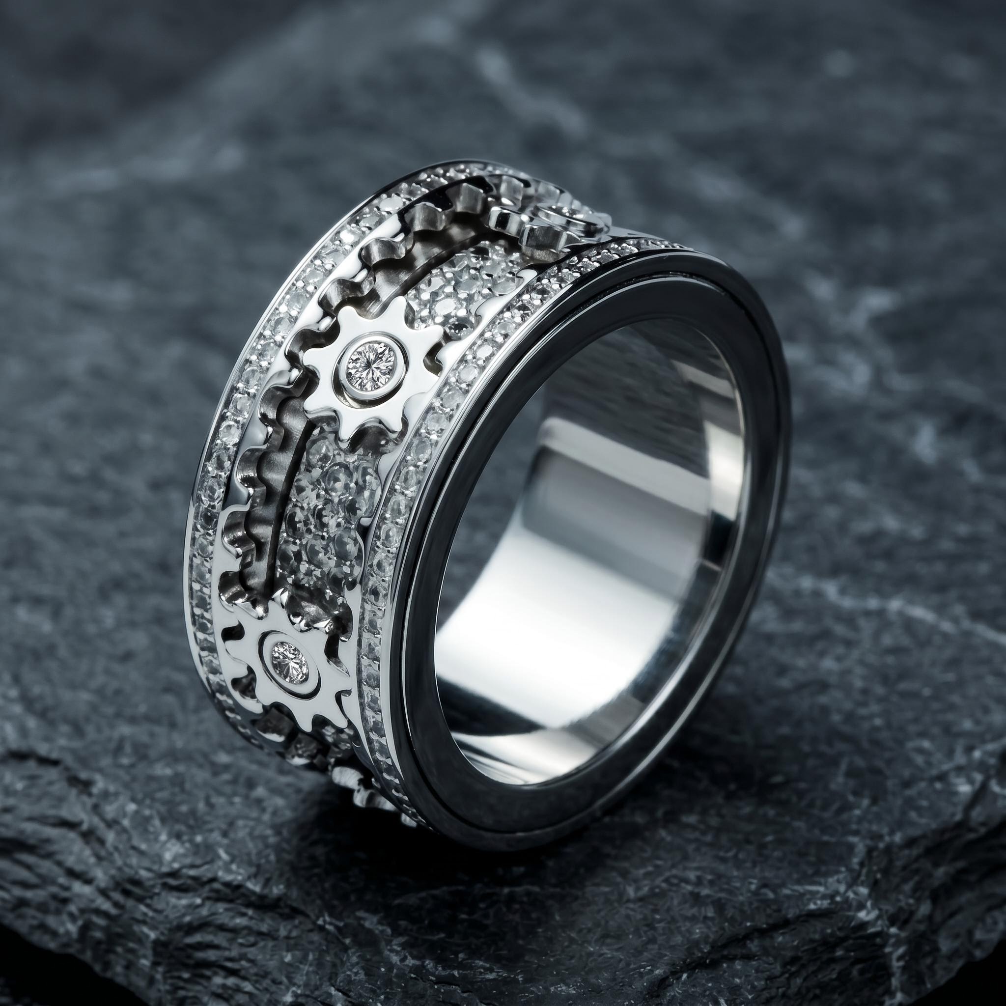 Iced Out Rotating Gear Ring Iced Out Rotating Gear Ring