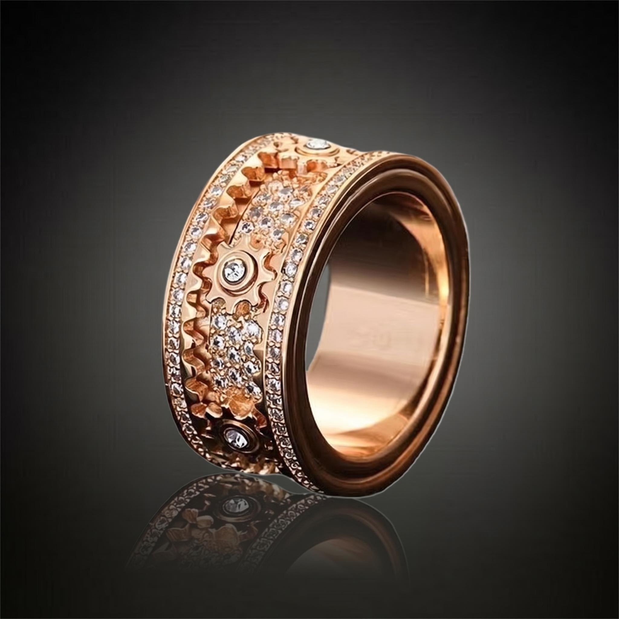 Iced Out Rotating Gear Ring Iced Out Rotating Gear Ring