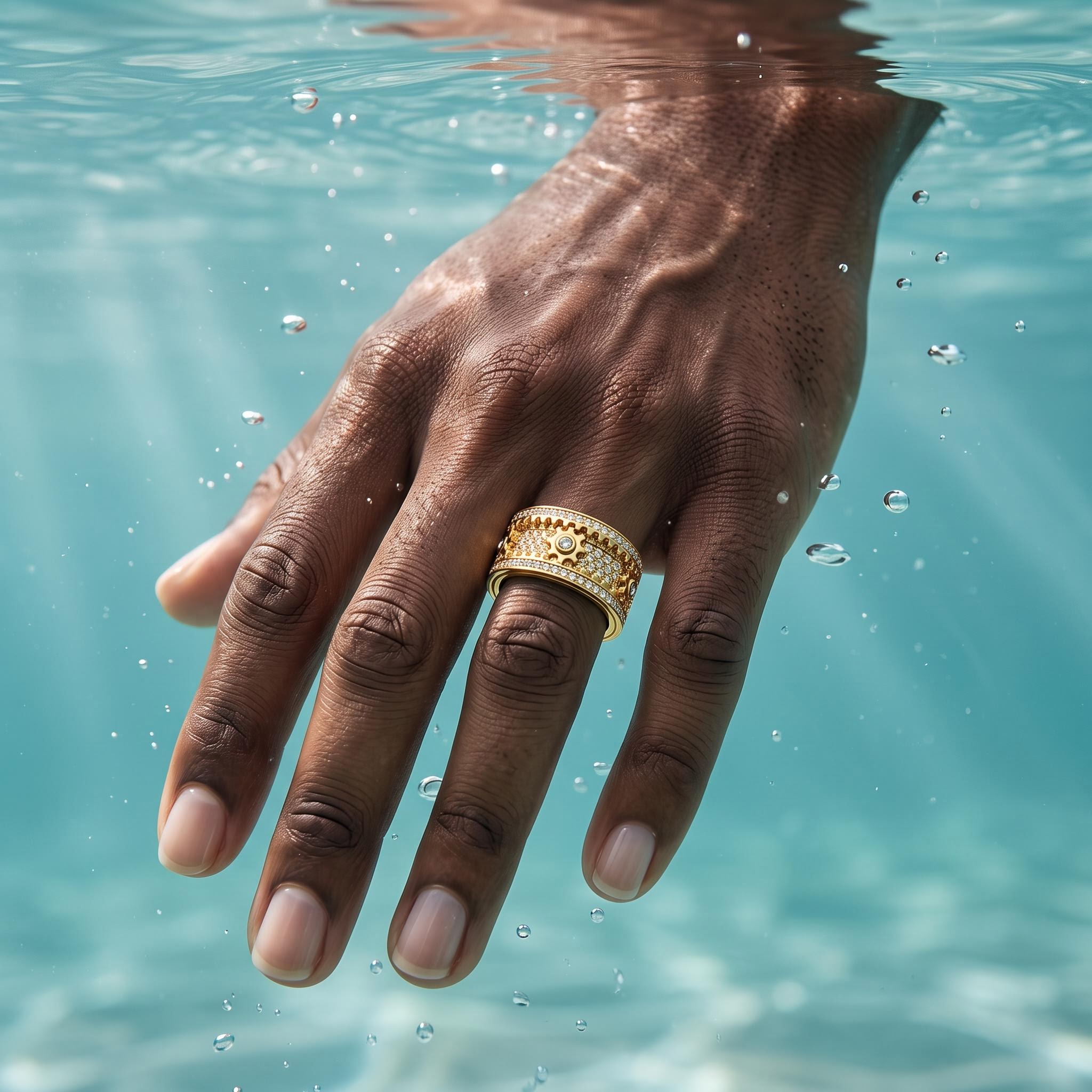 Iced Out Rotating Gear Ring Iced Out Rotating Gear Ring