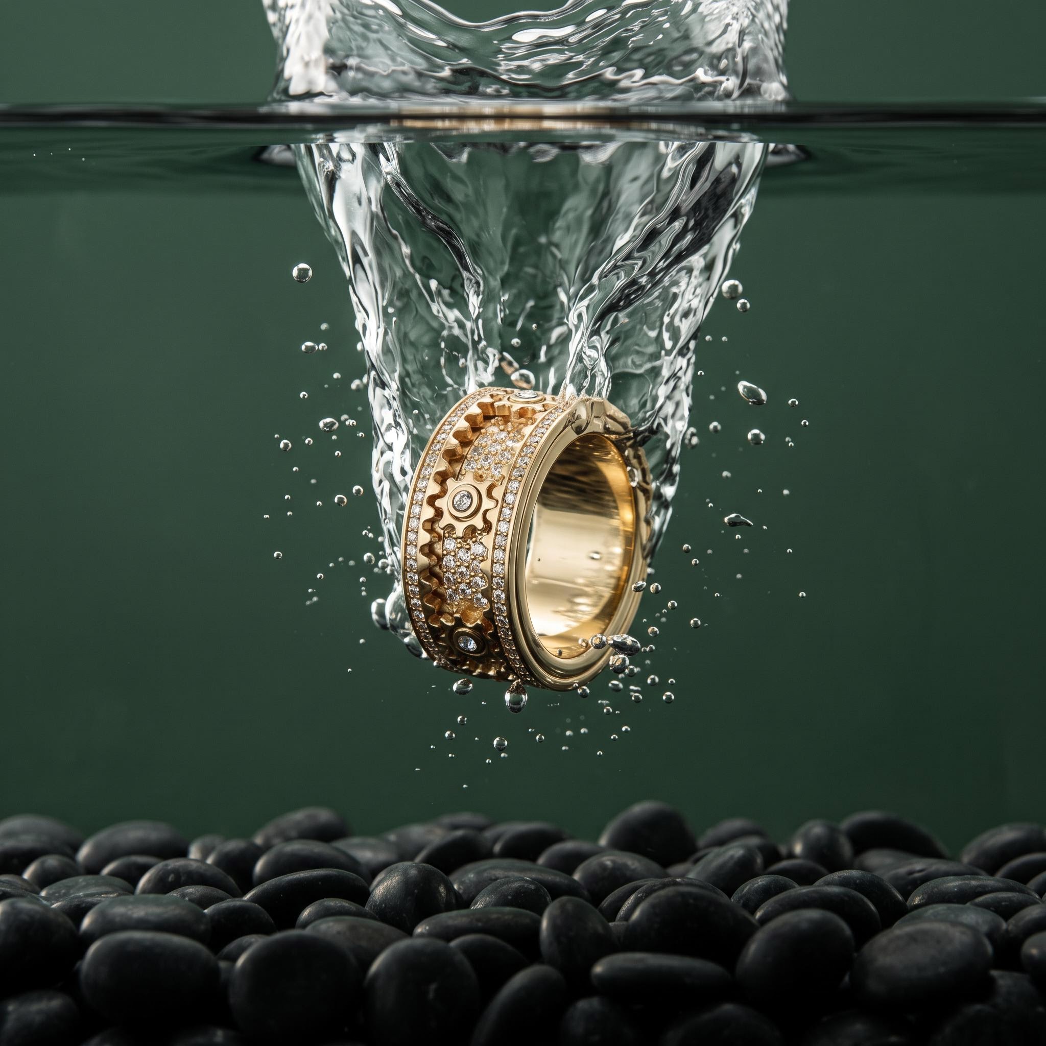 Iced Out Rotating Gear Ring Iced Out Rotating Gear Ring