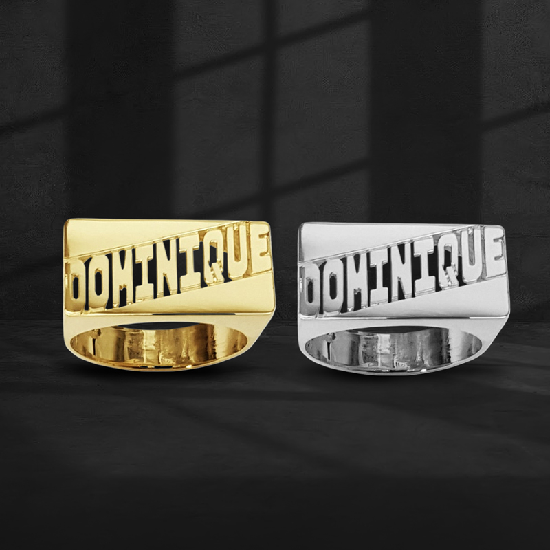 Rectangular Custom Name Ring