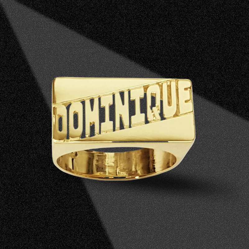 Rectangular Custom Name Ring