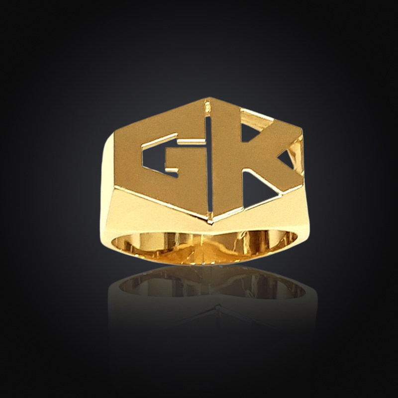 Hexagon Custom Name Ring