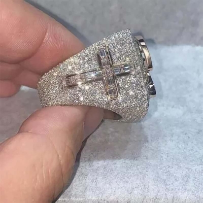 Iced "Chosen One" Cross & Prayer Hand Ring