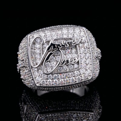 Iced "Chosen One" Cross & Prayer Hand Ring