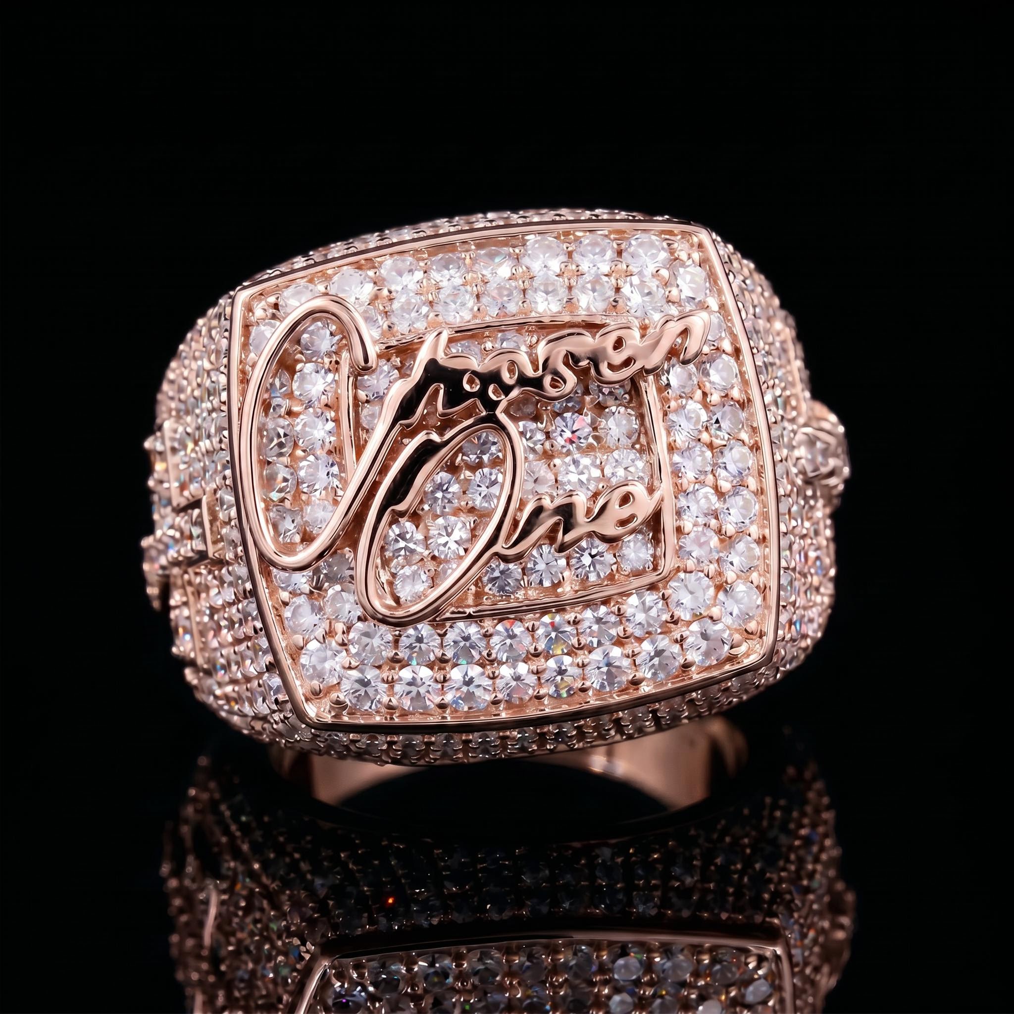 Iced "Chosen One" Cross & Prayer Hand Ring