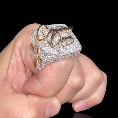 Iced "Chosen One" Cross & Prayer Hand Ring