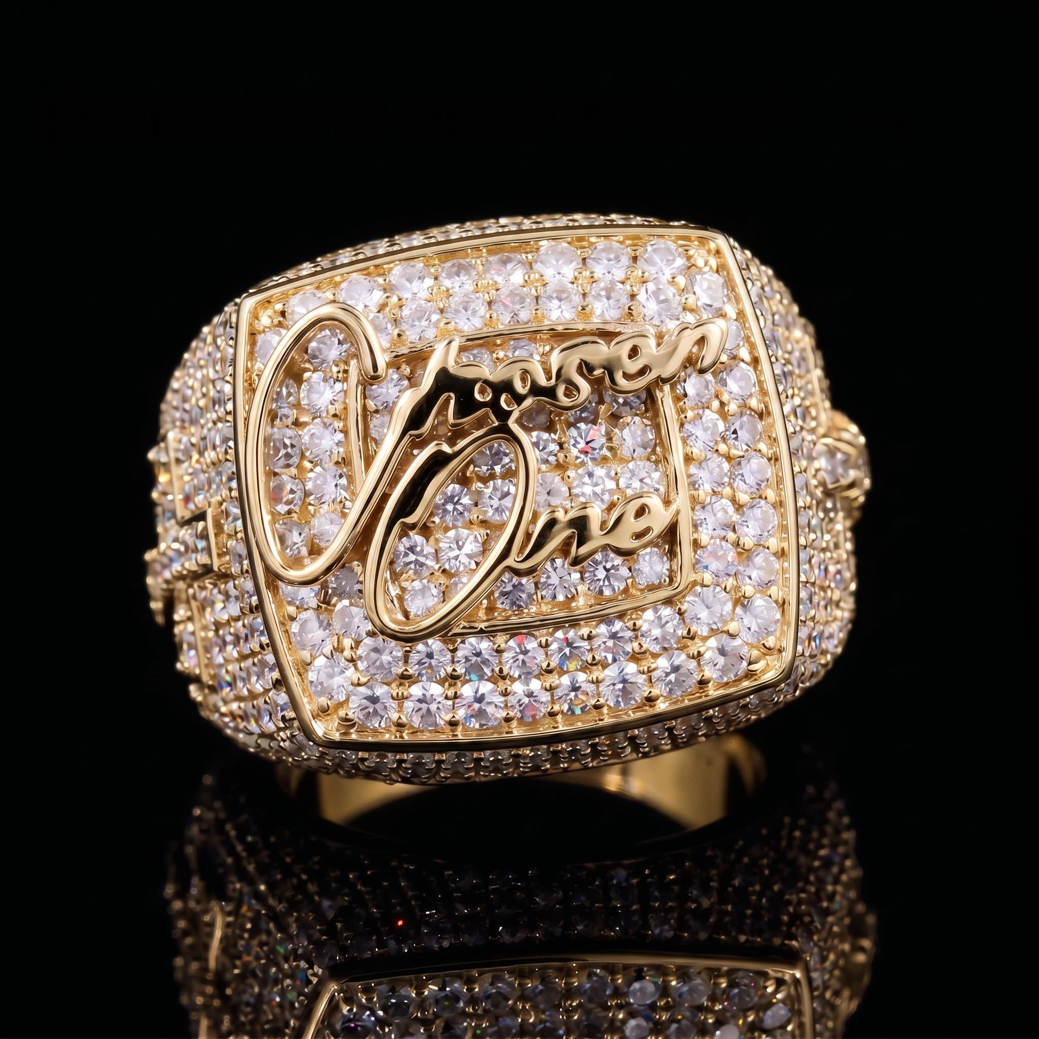 Iced "Chosen One" Cross & Prayer Hand Ring