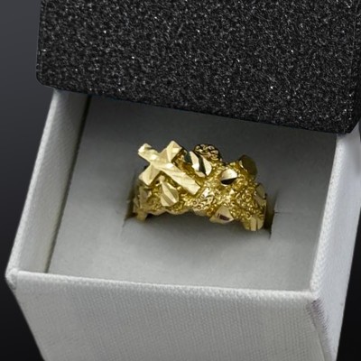 Cross Nugget Ring in Gold